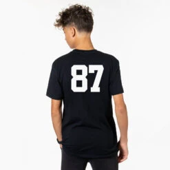 Hockey Short Sleeve T-Shirt - Lace 'Em Up And Light The Lamp -Sport Gift Store BLACK BACK BOYS NUMBER