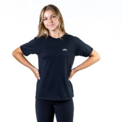 Pickleball Short Sleeve T-Shirt - Day Dinker (Back Design) -Sport Gift Store CTS SSTEE LOGO BLACK FEMALE 1