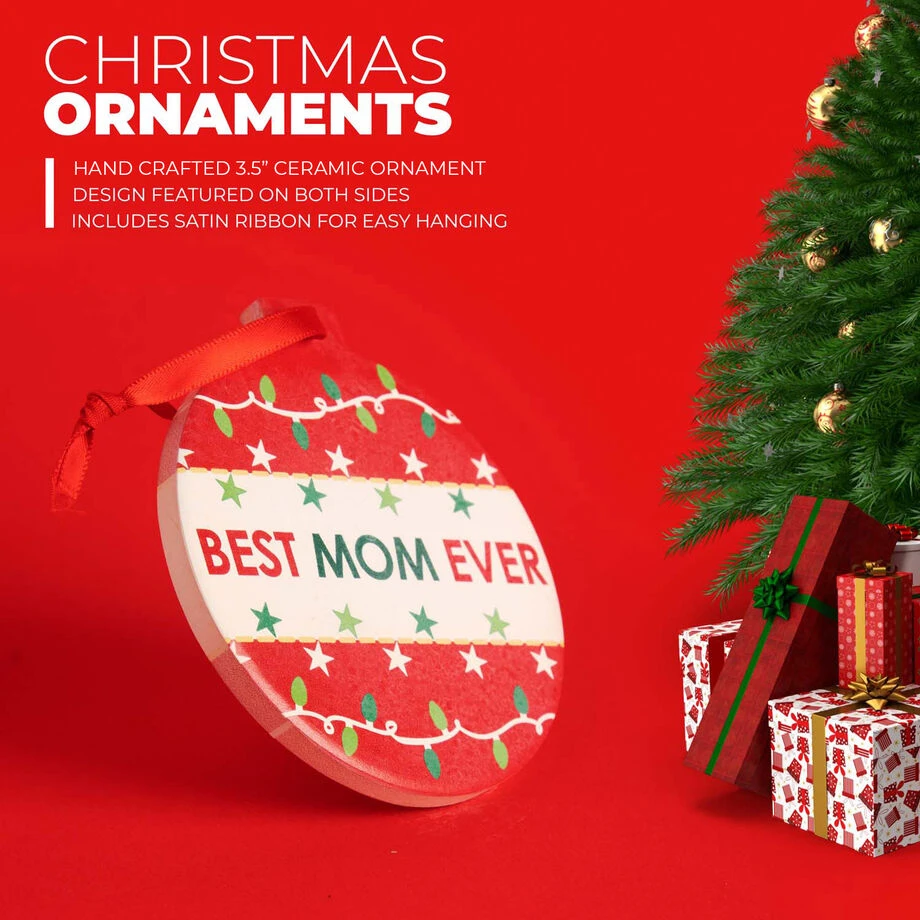 Round Ceramic Ornament - Best Mom Ever 4 Round Ceramic Ornament - Best Mom Ever - Image 2