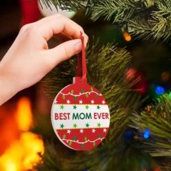 Round Ceramic Ornament - Best Mom Ever 12 Round Ceramic Ornament - Best Mom Ever -Sport Gift Store DL 00004 LS TREE