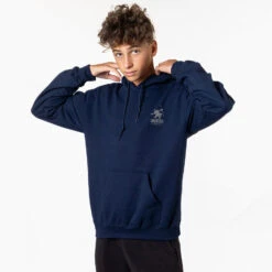 Hockey Hooded Sweatshirt - My Goal Is To Deny Yours Goalie Mask (Back Design) -Sport Gift Store HOCKEY SWEATSHIRT MALE NAVY FRONT 3