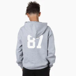 Guys Lacrosse Hooded Sweatshirt - Lax Pirate Flag 11 Guys Lacrosse Hooded Sweatshirt - Lax Pirate Flag -Sport Gift Store HOODED SWEATSHIRT GRAY BACK BOYS NUMBER 9
