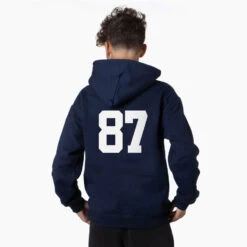 Soccer Hooded Sweatshirt - Soccer Heartbeat -Sport Gift Store HOODED SWEATSHIRT NAVY BACK BOYS NUMBER 6