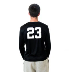 Hockey Long Sleeve Performance Tee - Hockey Goalie Sketch 10 Hockey Long Sleeve Performance Tee - Hockey Goalie Sketch -Sport Gift Store LSTECH M BLACK NUMBER 9