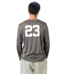 Guys Lacrosse Long Sleeve Performance Tee - BigFoot -Sport Gift Store LSTECH M GRAPHITE NUMBER 11