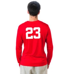 Hockey Long Sleeve Performance Tee - Howe The Hockey Dog -Sport Gift Store LSTECH M RED NUMBER