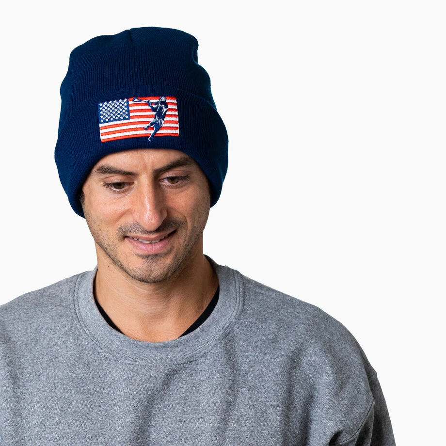 Guys Lacrosse Embroidered Beanie - Patriotic Lacrosse 7 Guys Lacrosse Embroidered Beanie - Patriotic Lacrosse - Image 5