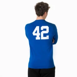 Guys Lacrosse Tshirt Long Sleeve - I'd Rather Be Playing Lacrosse -Sport Gift Store MALE ROYAL LSTEE NUMBER 11