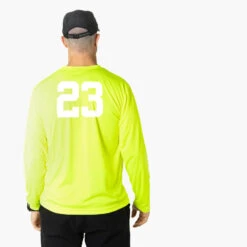 Soccer Long Sleeve Performance Tee - This Is How I Roll -Sport Gift Store MENS LS TECH SAFETYYELLOW BACK NUMBER