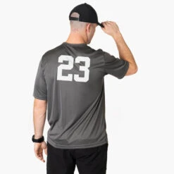 Pickleball Short Sleeve Performance Tee - Kind Of A Big Dill -Sport Gift Store MENS SS TECH GRAPHITE BACK NUMBER