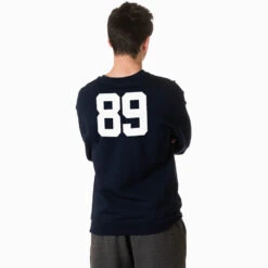 Basketball Crewneck Sweatshirt - Basketball Player Sketch -Sport Gift Store Male Crewneck Back Navy Number 2