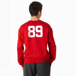 Guys Lacrosse Crewneck Sweatshirt - USA Lacrosse 8 Guys Lacrosse Crewneck Sweatshirt - USA Lacrosse -Sport Gift Store Male Crewneck Back Red Number 1