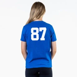 Hockey T-Shirt Short Sleeve - Hockey Girl Repeat 7 Hockey T-Shirt Short Sleeve - Hockey Girl Repeat -Sport Gift Store ROYAL BACK GIRLS NUMBER
