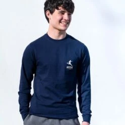 Soccer Tshirt Long Sleeve - Eat. Sleep. Soccer (Back Design) -Sport Gift Store SOCCER LS MALE NAVY FRONT