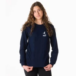 Soccer Tshirt Long Sleeve - Soccer Girl Player Sketch (Back Design) -Sport Gift Store SOCCER LSTEE FEMALE NAVY FRONT 2