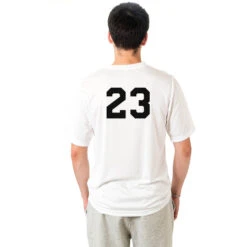 Guys Lacrosse Short Sleeve Performance Tee - My Goal Is To Deny Yours -Sport Gift Store SSTECH M WHITE NUMBER 11