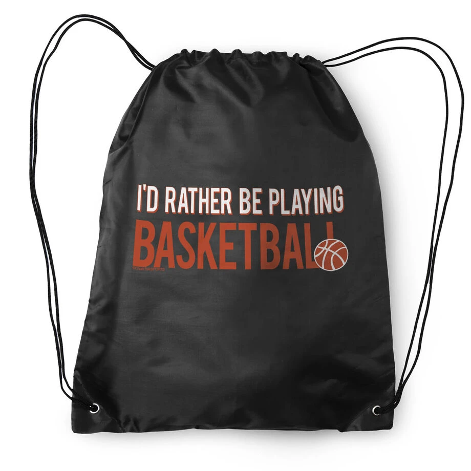 I'd Rather Be Playing Basketball Drawstring Backpack 4 I'd Rather Be Playing Basketball Drawstring Backpack - Image 2