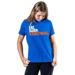 Basketball T-Shirt Short Sleeve Eat. Sleep. Basketball. -Sport Gift Store bk 01859 ROYAL GIRLS