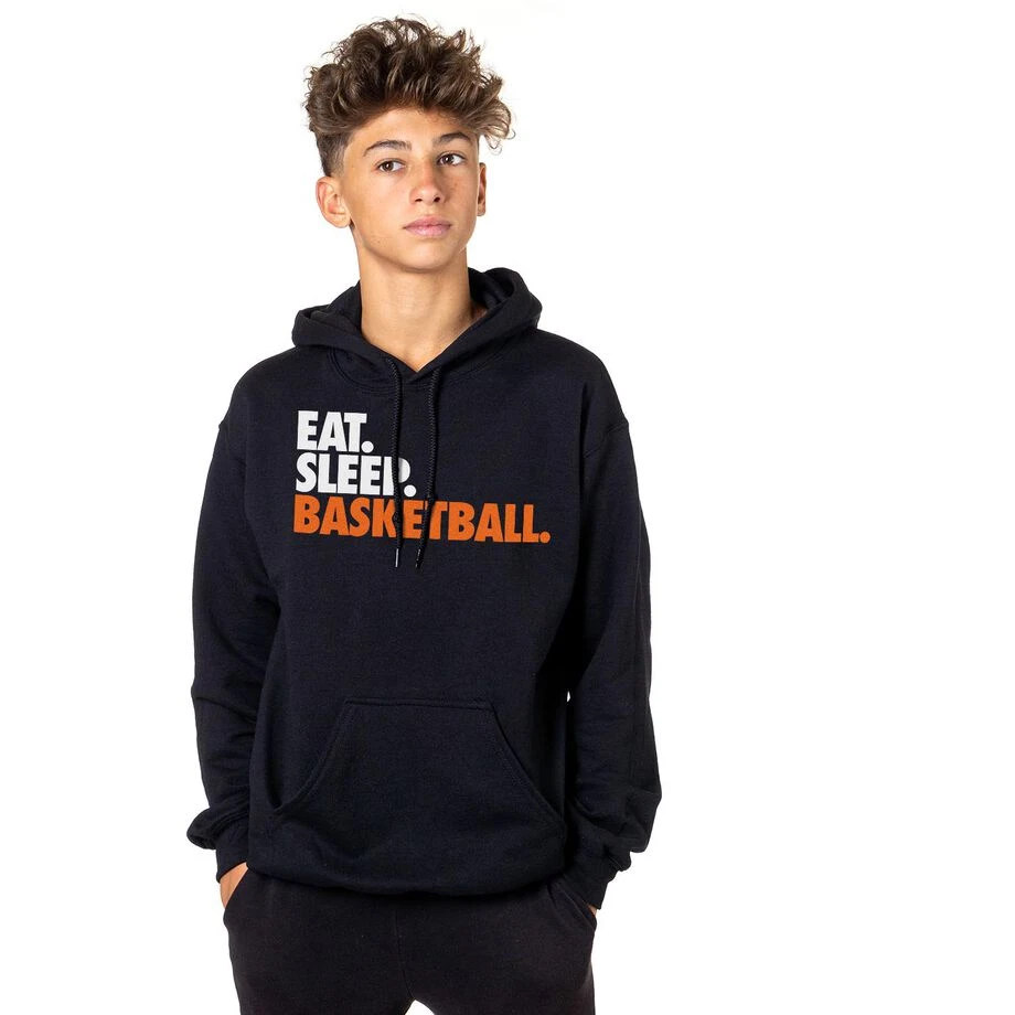 Basketball Hooded Sweatshirt - Eat. Sleep. Basketball. 4 Basketball Hooded Sweatshirt - Eat. Sleep. Basketball. - Image 2