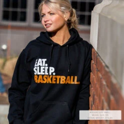 Basketball Hooded Sweatshirt - Eat. Sleep. Basketball. 21 Basketball Hooded Sweatshirt - Eat. Sleep. Basketball. -Sport Gift Store bk 01863 BLACK FEMALE LIFESTYLE 1