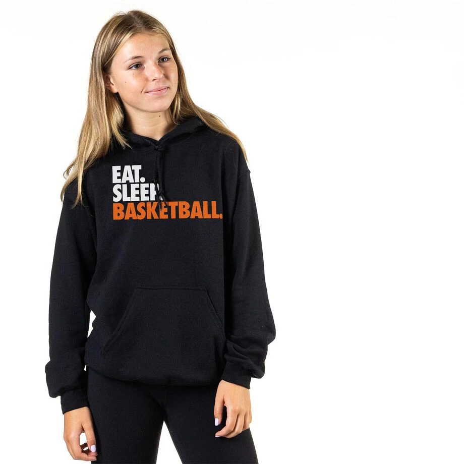 Basketball Hooded Sweatshirt - Eat. Sleep. Basketball. 5 Basketball Hooded Sweatshirt - Eat. Sleep. Basketball. - Image 3