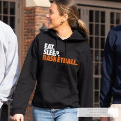 Basketball Hooded Sweatshirt - Eat. Sleep. Basketball. 20 Basketball Hooded Sweatshirt - Eat. Sleep. Basketball. -Sport Gift Store bk 01863 BLACK LIFESTYLE FEMALE