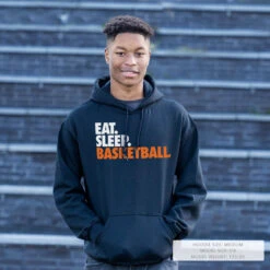 Basketball Hooded Sweatshirt - Eat. Sleep. Basketball. 19 Basketball Hooded Sweatshirt - Eat. Sleep. Basketball. -Sport Gift Store bk 01863 BLACK LIFESTYLE MALE