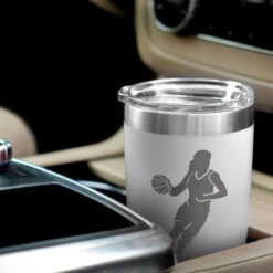 Basketball 20 Oz. Double Insulated Tumbler - Girl Player -Sport Gift Store bk 01974 WHITE CAR