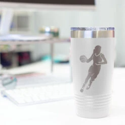 Basketball 20 Oz. Double Insulated Tumbler - Girl Player -Sport Gift Store bk 01974 WHITE DESK