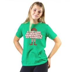 Basketball Short Sleeve T-Shirt - Basketball's My Favorite -Sport Gift Store bk 02236 GREEN GIRLS
