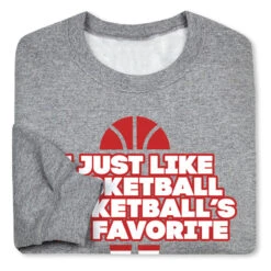 Basketball Crewneck Sweatshirt  - Basketball's My Favorite -Sport Gift Store bk 02239 GRAY FOLD