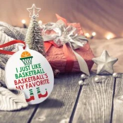 Basketball Round Ceramic Ornament - Basketball's My Favorite -Sport Gift Store bk 02257 LIFESTYLE