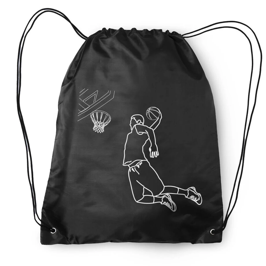 Basketball Drawstring Backpack - Basketball Player Sketch 4 Basketball Drawstring Backpack - Basketball Player Sketch - Image 2