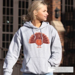 Basketball Hooded Sweatshirt - Turkey Player -Sport Gift Store bk 02310 GRAY LIFESTYLE FEMALE
