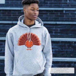 Basketball Hooded Sweatshirt - Turkey Player -Sport Gift Store bk 02310 GRAY LIFESTYLE MALE