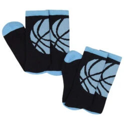 Basketball Woven Mid-Calf Sock Set - Ball Wrap (Black/Carolina Blue) -Sport Gift Store bk 02328 3