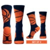 Basketball Woven Mid-Calf Sock Set - Ball Wrap (Navy/Neon Orange) 1 Basketball Woven Mid-Calf Sock Set - Ball Wrap (Navy/Neon Orange) -Sport Gift Store bk 02329