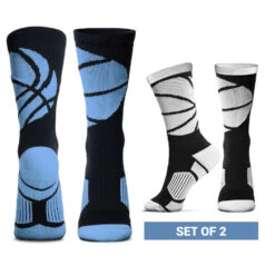 Basketball Woven Mid-Calf Sock Set - Block