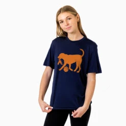 Basketball Short Sleeve Performance Tee - Baxter The Basketball Dog -Sport Gift Store bk 02427 NAVY MODEL F