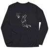 Basketball Long Sleeve Performance Tee - Basketball Player Sketch -Sport Gift Store bk 02438 BLACK FLAT