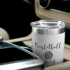 Basketball 20oz. Double Insulated Tumbler - Basketball Mom -Sport Gift Store bk 02480 WHITE CAR