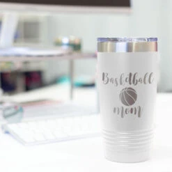 Basketball 20oz. Double Insulated Tumbler - Basketball Mom -Sport Gift Store bk 02480 WHITE DESK