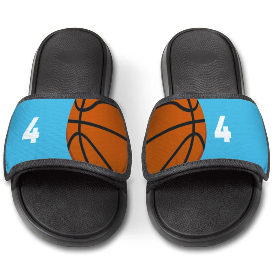 Basketball Repwell® Slide Sandals - Ball And Number Reflected 5 Basketball Repwell® Slide Sandals - Ball And Number Reflected - Image 3