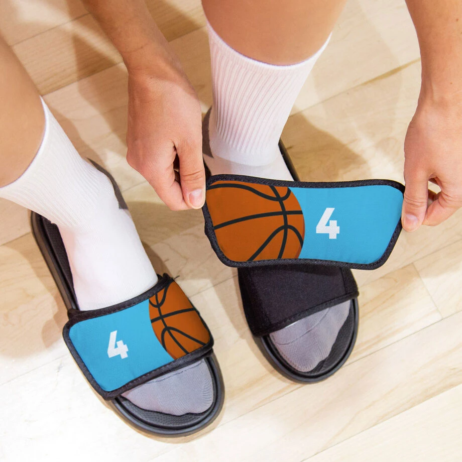 Basketball Repwell® Slide Sandals - Ball And Number Reflected 4 Basketball Repwell® Slide Sandals - Ball And Number Reflected - Image 2