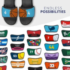 Basketball Repwell® Sandal Straps - Ball And Number Reflected -Sport Gift Store bk 02493 STRAPS CAROLINA MULTI