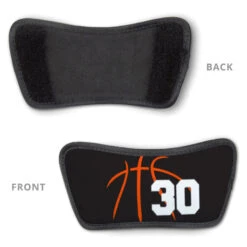 Basketball Repwell® Slide Sandals - Basketball Lines With Number -Sport Gift Store bk 02496 ORANGE DETAIL