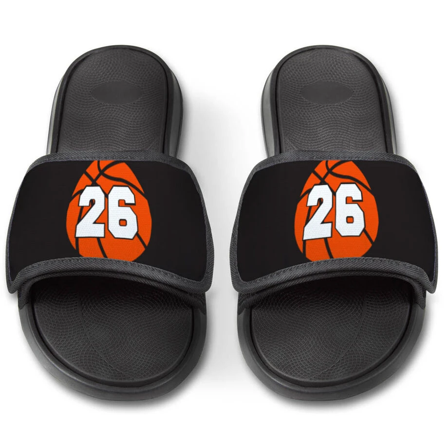 Basketball Repwell® Slide Sandals - Basketball With Number 5 Basketball Repwell® Slide Sandals - Basketball With Number - Image 3