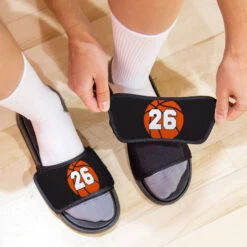 Basketball Repwell® Slide Sandals - Basketball With Number 8 Basketball Repwell® Slide Sandals - Basketball With Number -Sport Gift Store bk 02498 ORANGE LIFESTYLE