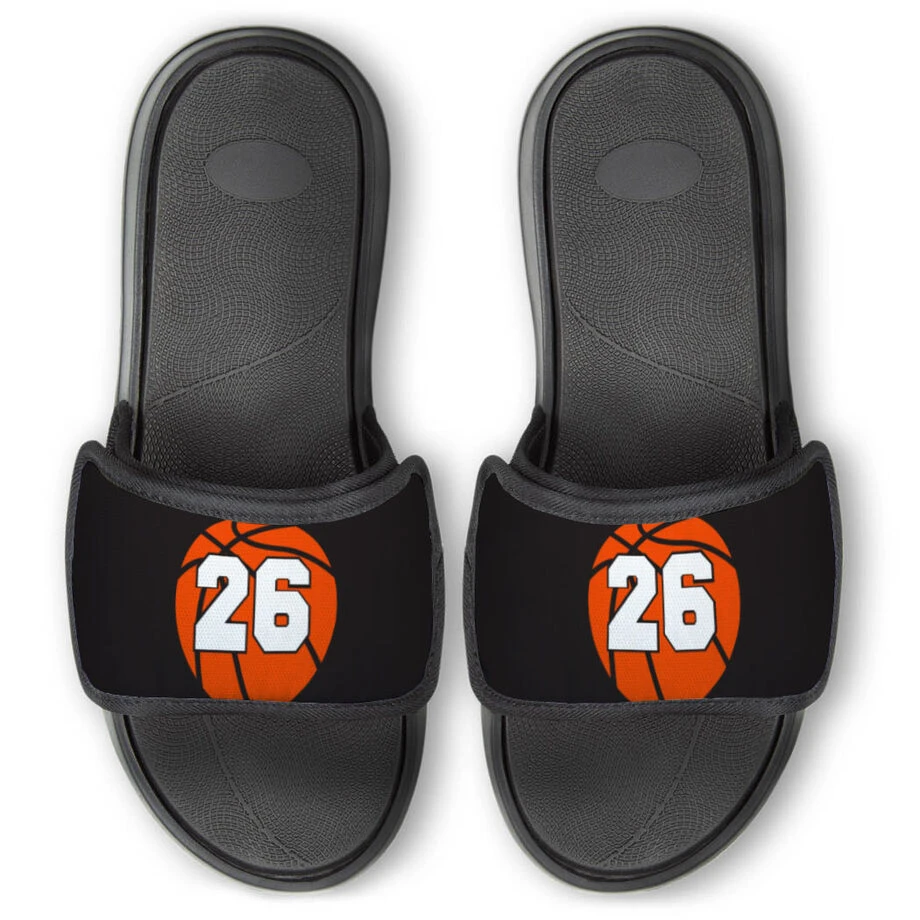 Basketball Repwell® Slide Sandals - Basketball With Number 3 Basketball Repwell® Slide Sandals - Basketball With Number
