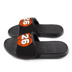 Basketball Repwell® Slide Sandals - Basketball With Number 10 Basketball Repwell® Slide Sandals - Basketball With Number -Sport Gift Store bk 02498 ORANGE SIDE